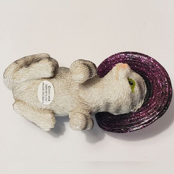 MSR Imports Inc Cat with Fancy Pink Hat Figurine Collectible - Picture 2 of 5